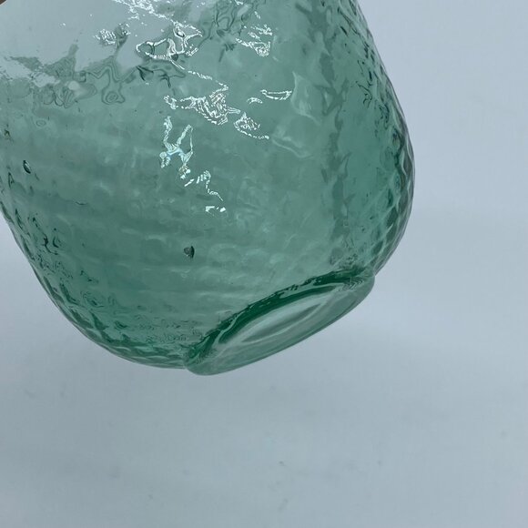 Recycled Green Textured Glass Candle Holder With Scalloped Rim - Picture 4 of 8